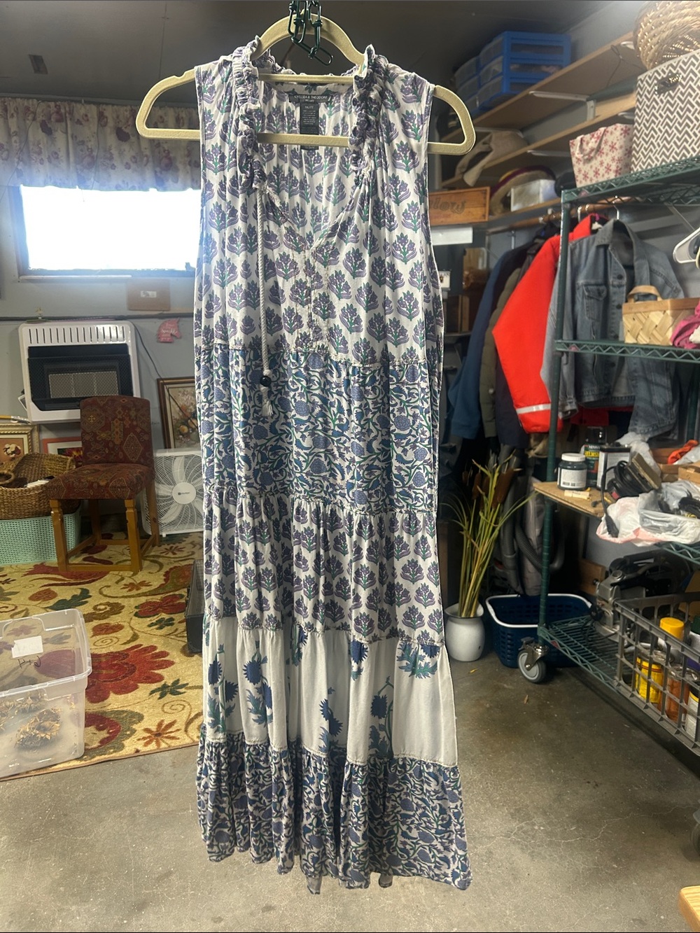 Chelsea & Theodore White and Blue Floral Maxi Dress